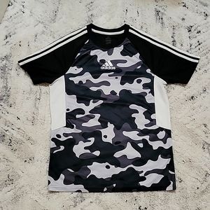 ADIDASBlack and Gray Camo Climalite Tee- Youth